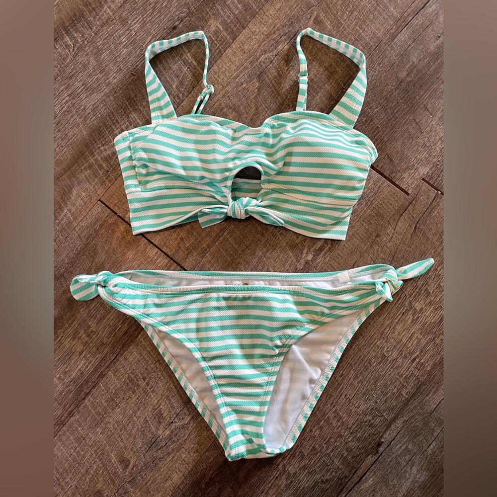 Shade & Shore Stripe Bikini Medium Excellent Condition